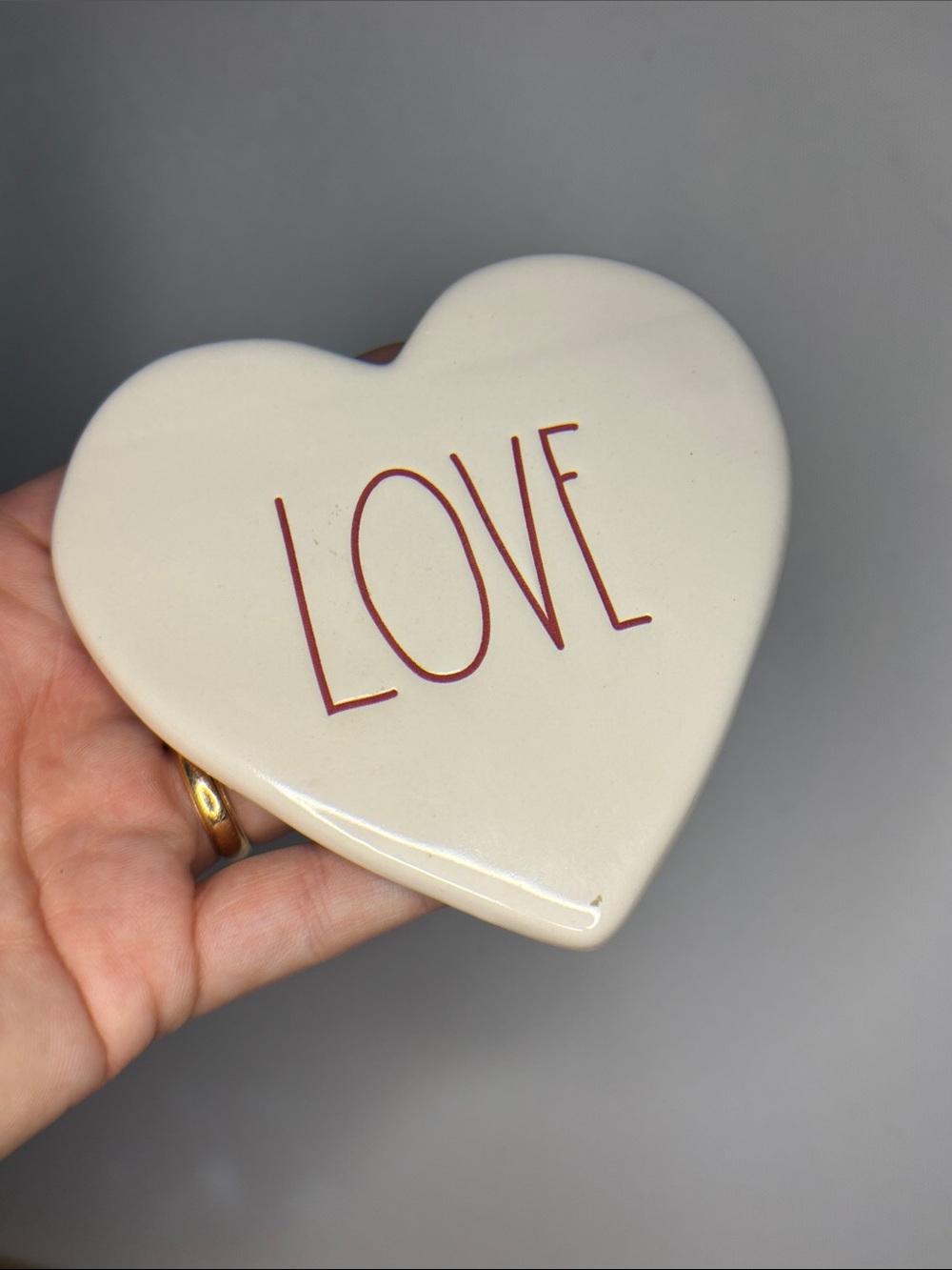 Rae Dunn love white ceramic and red heart coaster 4 pack